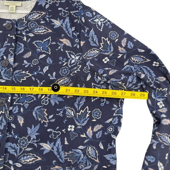 Appleseeds Blue Floral‎ Print Cottage Button Front Long Sleeves Denim Jacket 24W - Picture 7 of 7